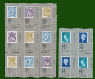 1976 Amphilex 77, bloc of 4 and bloc of 9 stamps - Click Image to Close